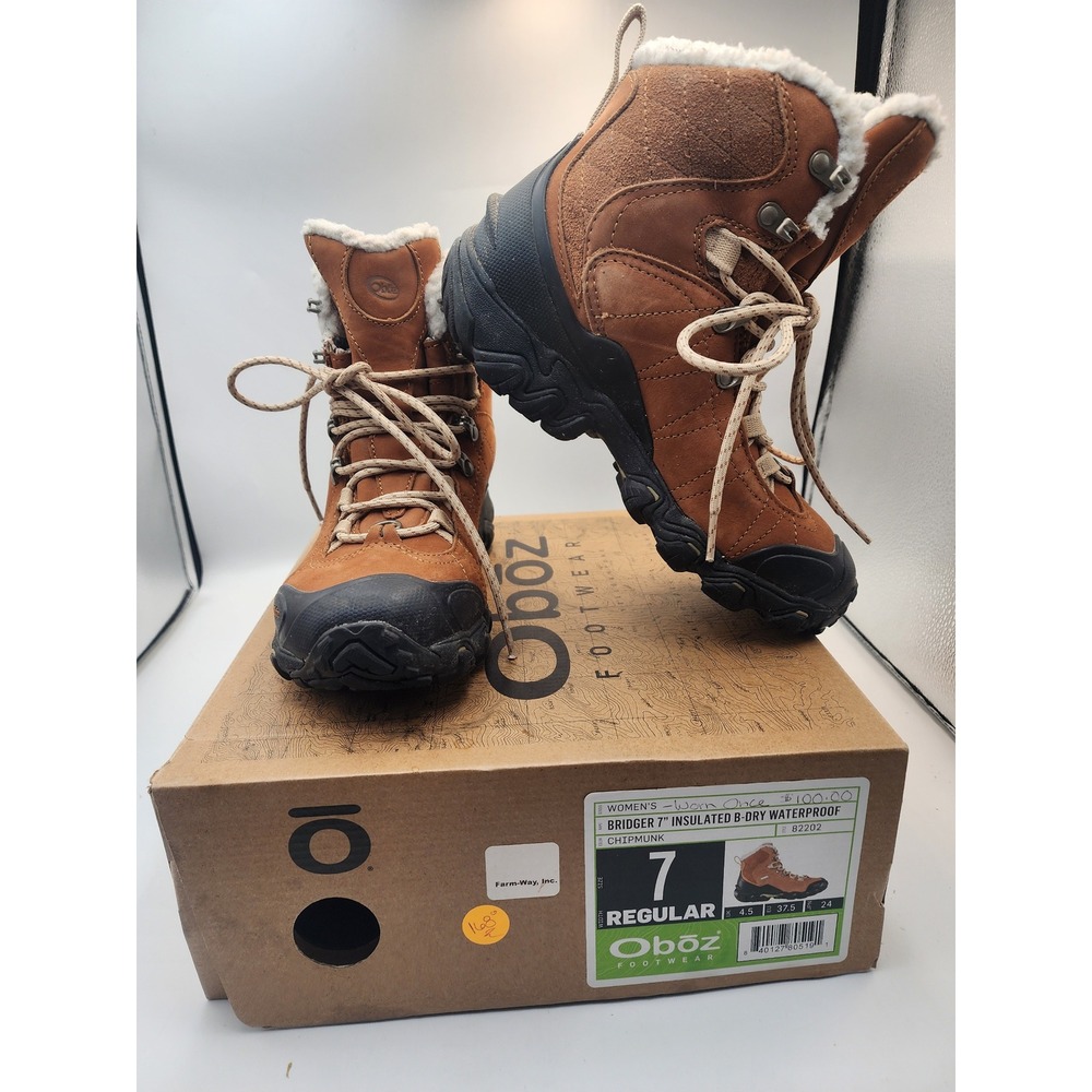 Oboz‎ Bridger 7 Insulated B-DRY Waterproof Winter Hiking Boots Chipmunk Brown 7
